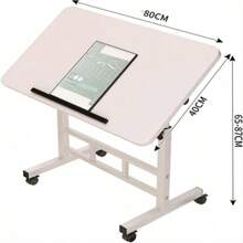 Scrivania mobile, scrivania per computer con ruote, altezza regolabile, scrivania e sedia ergonomiche, adatta per uffici, abitazioni e luoghi di lavoro. - Bianco - Visualizzare 8