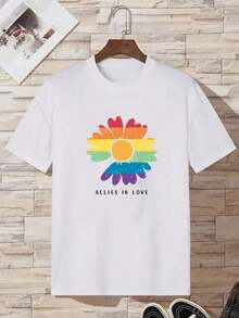 Camiseta deportiva de mujer con estampado de margaritas y colores del arco irisPure-Cotton - Blanco - Ver 7