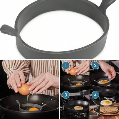 Molde de silicona Culinare - Aro resistente al calor para freír huevos, tortitas y hamburguesas - Con asas incorporadas, resistente a manchas y olores - Molde de 9 cm, fácil de limpiar