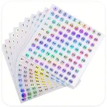 10 张 1 至 1000 连续激光数字贴纸，0.39 英寸圆形标签，自粘标签贴纸，适用于家庭、学校、办公室装饰 - 方形 - 查看 1