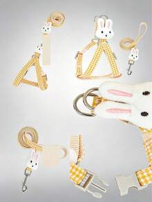 1 Set Anti-Escape Cute Rabbit Decor Plaid Leash & Harness - Multicolor - View 4