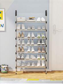 1pc Multi-Color Stackable & Expandable Shoe Rack With Handle, Space-Saving Design, Made Of Lightweight Metal, Easy To Install, Perfect For Entryway Shoe Storage, Essential For Daily/Travel Shoe Organization, Multi-Functional Shoe Storage Solution For Home, Bedroom And Closet, Back To School & Moving Essential - Multicolor - View 4