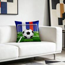 1PC World Cup Themed Pillow Cover - Flag, Football, Football Frame Pattern Design, Double Sided Printing, Durable Machine Washed Fabric, Zipper Sealing, Suitable For Queuing, Fans, Living Room Decoration, Home Decoration, Tropical Style, Printed Design, Living Room Pillow Cover, Decorative Pillow Cover, Home Decorator (Excluding Pillow Core) - Multicolor - View 4