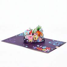 Miniso 1张小黄人3D立体生日贺卡，《神偷奶爸》主题生日快乐立体贺卡，带信封，可爱香蕉小黄人设计，粉丝完美生日礼物 - E - 查看 3