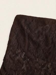 Top bandeau ajustado con bajo asimétrico de tela de encaje sexy y casual, color marrón - Marrón - Ver 3