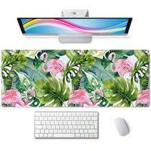 Desk Mat - Tropical Palm Tree Watercolor With Flamingo - View 9