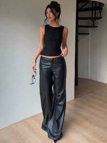 Blusa informal sin mangas con lazo en la espalda, apropiada para ir al trabajo y uso diario - Multicolor 2 - Ver 5