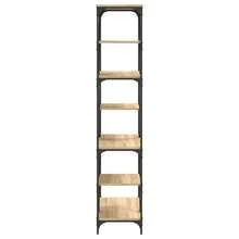 vidaXL Sonoma Oak Bookcase 91x36x176 Cm, Wood Composite And Steel. Living Room And Study Furniture, Living Room Cabinets And Bookcases, Furniture Decorations, Display Case For Figurines And Collectibles. - 棕色 - 查看 4