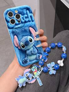 Disney Has Authorized, Phone Case - Chain Set, The Stitch Lilo & Stitch 3D Phone Case Plus A Silicone 3D Stitch Bracelet With Metallic Ring Removable Bracelet, Stitch And Angel Pattern, Compatible With Iphone17/16/15/14/13/12/11/XS/XR/X Plus Pro Max, A Stylish Cartoon Phone Case, The Perfect Gift Choice, Phone Protection, Durable Phone Cover, Great Gift For Friends And Family. - White - View 2