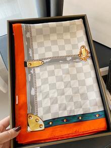 1pc Versatile Elegant Professional Flight Attendant Style Neckerchief - Square Orange Rice - View 3
