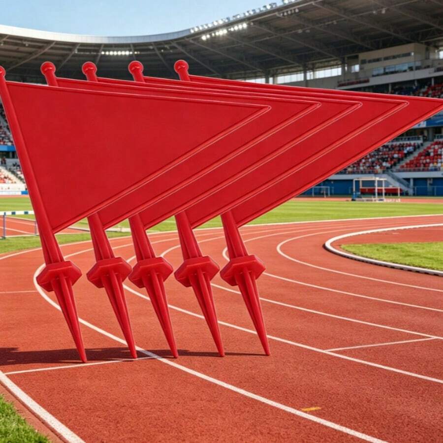 1pc Plastic Ground Marker Flag - Spiked Outdoor Signage Flag. This Is A Plastic Corner Flag For Athletic Fields, A Standard Marking Accessory For Soccer, Hockey And Other Sports Fields, Mainly Used To Mark Field Boundaries And Corner Kick Area Positions, Highly Durable, Can Be Used As A Signage Flag For Outdoor Team Building, Fun Sports Events, Widely Applicable - A - View 1