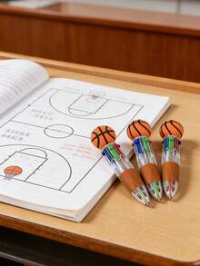 8 pezzi/set Mini penne a a forma di pallone da basket, gadget per feste a tema basket in colori assortiti, penne a grandi e divertenti 4-in-1 ad alta capacità, regali di compleanno, forniture per insegnanti, regali di laurea, bomboniere per matrimoni - Basket - Visualizzare 7