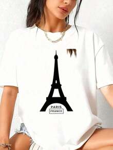 Designed For Modern, Stylish, And Comfortable Women. 1 Piece Women's T-Shirt, Casual Tee - Plain Background With Lettering, Round Neck, Suitable For All Seasons, Casual Wear With Religious Themes And Gifts For Friends, Women's Autumn Sweater, Women's Fashion T-Shirt, Women's Printed Round Neck Sweatshirt (Sizes S-3XL) Made With Premium Soft And Breathable Fabric, Designed For All-Day Comfort And Versatile Everyday Wear, Perfect For Casual Outings. - 白色 - 查看 10