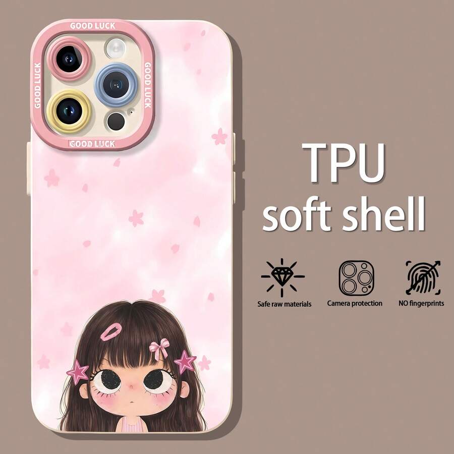 Funda para móvil con diseño de niña adorable, estrellas y flores. Compatible con fundas para móviles , Apple, VIVO, OPPO, , Transsion, , y Honor. Fabricada en TPU, ofrece protección contra golpes y caídas. Un regalo ideal para familiares y amigos. - Blanco - Ver 1