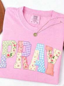 1 Christian T-Shirt PRAY, Quilted Faux Leather T-Shirt, Jesus Religious T-Shirt, Floral Boho Christian T-Shirt, Easter Faith Gift - Loose Fit, Relaxed Style, 180g 100% Cotton. - 黑色 - 查看 7