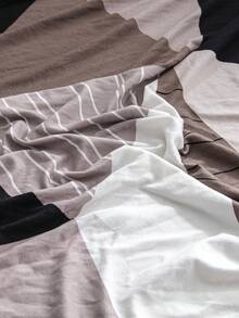 1 pieza Funda elástica para sofá con patrón geométrico y dobladillo con volantes, protector de muebles suave & cómodo con estampado, disponible en múltiples tamaños - Marrón - Ver 10