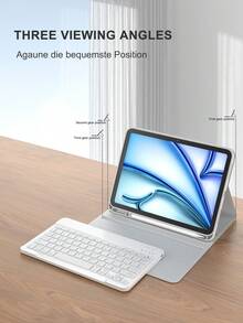 Étui de clavier compatible avec iPad A16 (11e/10e génération), 9e/8e/7e génération (10,2 po), iPad Air (10,9 po/11 po), en TPU, avec clavier Bluetooth sans fil (batterie 150 mAh) et support, gris - Gris pâle - Voir 5