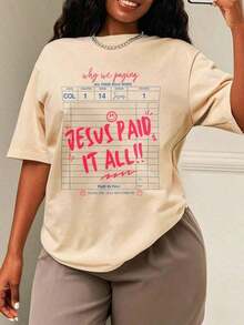 Estilo Oversize para Mujer, Jesús Lo Pagó Todo, Diseño de Camiseta Cristiana, Camiseta de Adoración, Camiseta Cristiana con Impresión Directa, Camiseta para Invitados, Camiseta de Regalo de Moda, Camiseta Oversize para Mujer, Perfecta para Fiestas Navideñas o para Regalar, Suave y Cómoda (Estilo dulce, estilo retro, unisex) - S - Ver 1