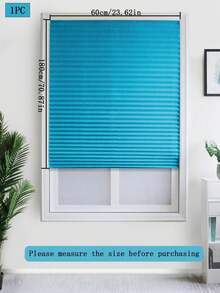 1pc Solid Color Semi-Sheer Pleated Curtain, Lightweight Pleated Curtain With No Drill Holes, Semi-Transparent Solid Color Pleated Curtain, Temporary Blackout Curtain, Adhesive Pleated Curtain, Easy To Cut And Install, Classic Minimalist Design, Suitable For Study, Living Room, Bedroom, Bathroom And Other Windows - Multicolor - View 20