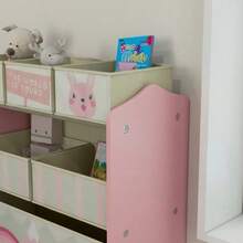Children's Wardrobe With 6 Fabric Boxes, Cute Design, 63x30x66 Cm, Pink - 查看 5