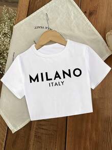 1 Set Teenage Girls' Round Neck Short Sleeve T-Shirt And Shorts Set, Printed Text Graphic Short Tee And Shorts Set, Comfortable Minimalist Design, Suitable For Spring And Summer - Multicolor - View 5