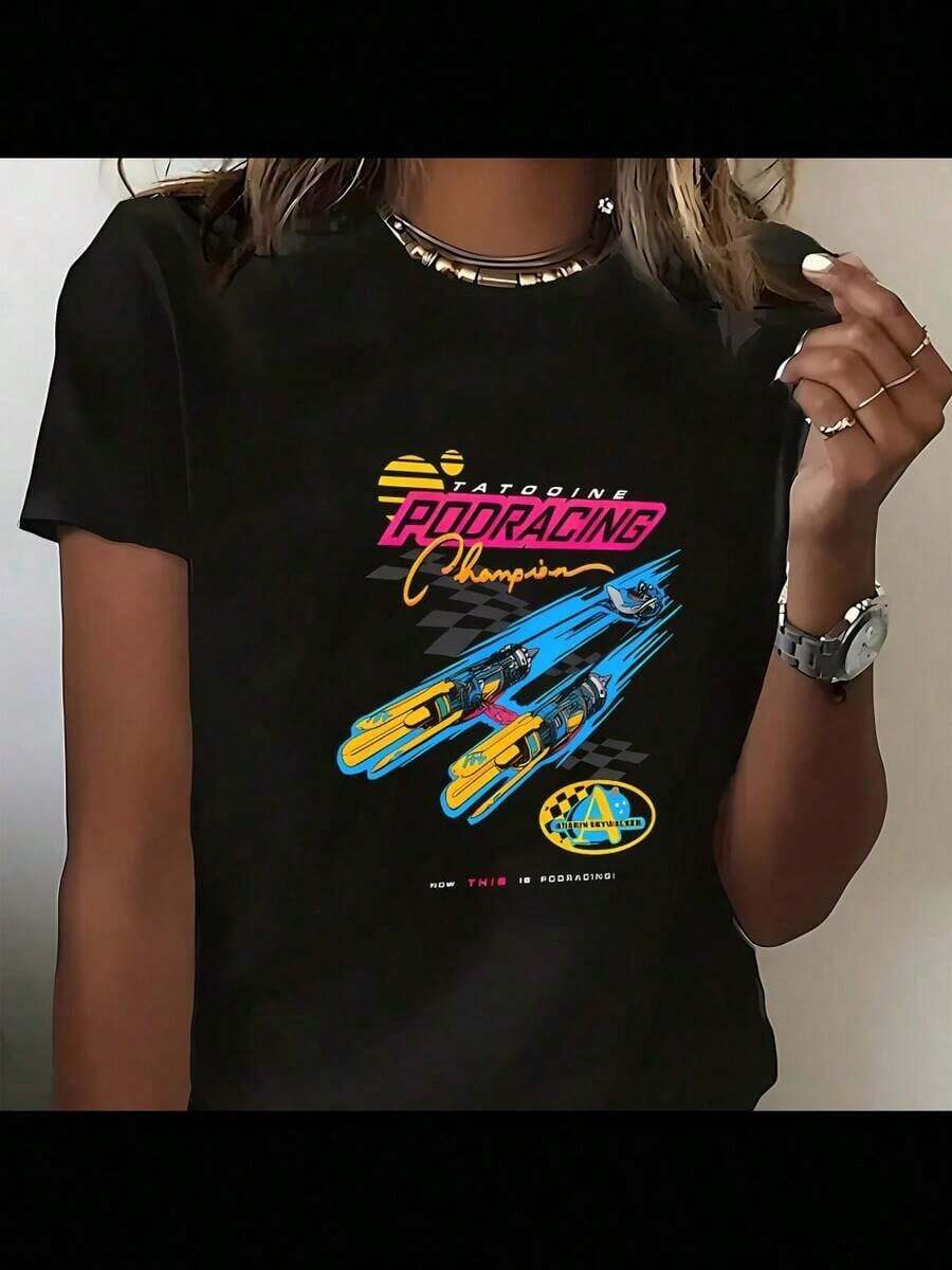 Camiseta de Campeón de Carreras de Pods Neon Space Racer_3065_t2 - Negro - Ver 1