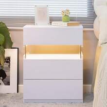 Modern Bedside Table / Wooden Bedside Table / Bedside Table With 3 Drawers / Easy To Assemble, Plenty Of Storage Space / For Bedroom, Living Room, Bedside Furniture - 白色 - 查看 8