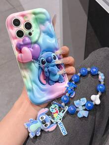 Disney Lilo & Stitch Phone Case With Stitch Charm And Stitch Lanyard - Cute Stitch Protective Case With Heart Balloons And Rainbow Gradient Design, Equipped With Delicate Stitch Decorative Lanyard And Beaded Bracelet For Easy Carrying, Compatible With IPhone 17, 16, 15, 14, 13, 12, 11 Pro Series, Ideal For Birthdays, Holidays, Anniversaries, Graduation Gifts, Or Any Special Occasion To Surprise Family, Friends, Classmates, And Loved Ones. - trắng - Xem 4