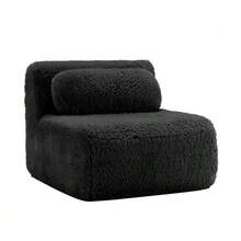 Aviana Sofa Without Armrests With Cushions And Plush Cover - Black - View 3