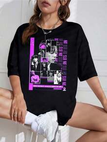 Camiseta Unisex con Estampado de Idol K-Pop, Cuello Redondo, Manga Corta, Diseño Casual, Ideal para Fans - Blanco - Ver 1