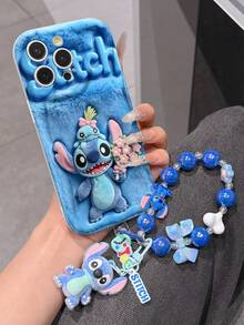 Disney Has Authorized, Phone Case - Chain Set, The Stitch Lilo & Stitch 3D Phone Case Plus A Silicone 3D Stitch Bracelet With Metallic Ring Removable Bracelet, Stitch And Angel Pattern, Compatible With Iphone17/16/15/14/13/12/11/XS/XR/X Plus Pro Max, A Stylish Cartoon Phone Case, The Perfect Gift Choice, Phone Protection, Durable Phone Cover, Great Gift For Friends And Family. - 白色 - 查看 2