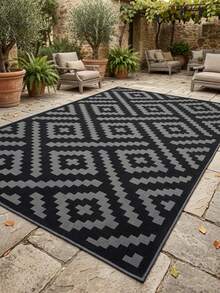 1pc Nordic Modern Classic Geometric Rhombus Pattern Outdoor Rug/Carpet/Area Rug/Doormat, Suitable For Entryway, Balcony, Garden, Outdoor, Patio, Living Room, Soft And Machine Washable, Home Decor - Multicolor - View 7