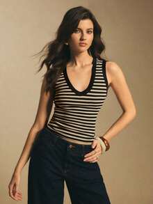 Camiseta de tirantes casual a rayas para mujer, de verano - Multicolor - Ver 5