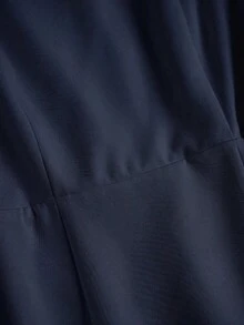 Vestido casual de línea A de manga corta con cuello cuadrado y perlas para mujer, de unicolor elegante, adecuado para invitados, banquetes, cumpleaños, fiestas, verano y otoño, citas, ir al trabajo, estilo callejero, azul - Azul marino - Ver 8