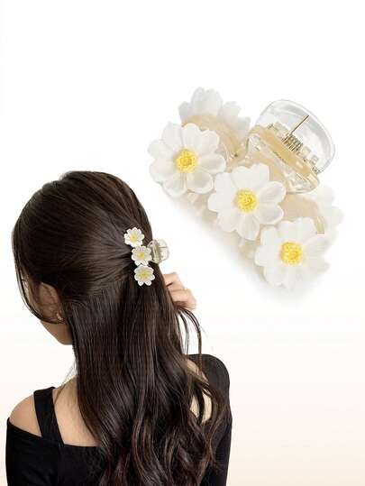 1pc Girls Flower Daisy Hair Clip, Exquisite Bohemian Style Hair Claw Hair Accessories For Vacation Daily