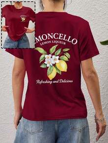 Personalized Women's T-Shirt - Add Your Text And Photos (Landscape/Badge/Couple/Family/Selfie/Pet), Printable On The Front And Back, Suitable For Summer Travel, Girlfriend Gift, Personalized Women's T-Shirt, Women's Top, Fashion, Casual, Minimalist, Personalized, Unique, Men's Clothing, Black Capsule Wardrobe, For The Family - 波爾多 - 查看 5