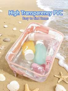 「Skincare」字母印花 PVC 化妝包，拉鍊密封 PVC 旅行收納袋，輕量耐褪色化妝盥洗用品袋，適合女性與女孩，TSA 認證便攜式化妝收納盒，易擦拭清潔設計，適合母親、老師、朋友、護理師等，女性好友禮品袋，學校、度假與旅行必備盥洗用品袋，防水盥洗袋 - 彩色 - 查看 7
