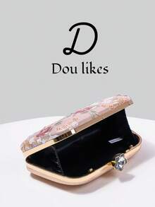 Dou Likes 刺繡亮片花卉晚宴包，包身捕捉浪漫自然景觀，精選柔粉色底色，適合婚禮造型、畢業舞會、晚宴/宴會，完美搭配女款畢業舞會禮服、畢業舞會配件、亮片洋裝、閃亮洋裝、優雅女裝 - 粉色 - 查看 4