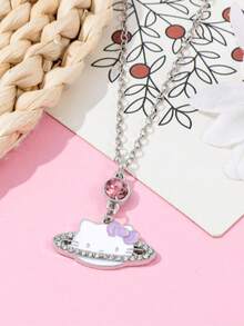 SANRIO 1 chiếc vòng cổ hình mèo KT dễ thương, mặt dây chuyền hình mèo đính đá đáng yêu, phong cách Nhật Bản. - 02 - Xem 5