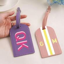 Tag de Bagagem Personalizada com Monograma Sombreado, Tag de Bolsa de Viagem Personalizada, Tag de Identificação com Inicial, Presente para Viajantes, Tag de Mala, Lembrança de Casamento para Viajantes, Tag de Bagagem, Tag de Mala, Presente para Viajantes, Tag de Identificação com Inicial, Lembrança de Casamento, Tag de Bagagem de Couro, Tag de Bagagem com Monograma, Tag de Bagagem Personalizada - Multicolorido - Visão 6
