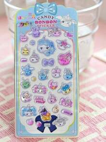 1pc 3D/DIY Sticker, Candy Drip Sticker, Sticker Book, 3D Reusable Decorative Sticker, Interactive Sticker Suitable For Kids, Daily Decoration Sticker, Party Decoration Sticker, Kids Sticker Game, Office And School Decoration Sticker, Birthday And Christmas Gift - Multicolor - View 3