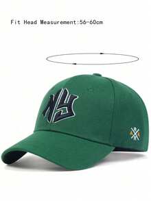 1pc Men's Geometric Letter Embroidered Baseball Cap, Adjustable Outdoor Sun Protection Casual Hat Suitable For Spring/Summer Travel, Beach, Party - Army Green - View 2