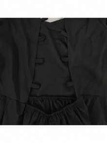 Vestido plisado unicolor de cuello V, estilo elegante y sensual, nueva colección primavera 2026 europeo americano. - Negro - Ver 6