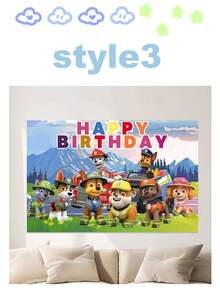 Phông nền sinh nhật chủ đề Paw Patrol, 6 kiểu dáng độc đáo với các nhân vật biểu tượng và họa tiết "Chúc mừng sinh nhật" vui tươi, vật trang trí tiệc đa năng cho các buổi lễ theo chủ đề, tiệc sinh nhật và chụp ảnh, hoàn hảo để tạo không khí vui vẻ, đáng nhớ tại bất kỳ sự kiện nào. - tranh cuộn treo - Xem 5