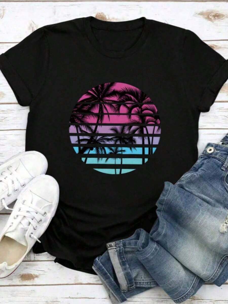 Women's Plus Size Casual Short Sleeve T-Shirt With "Birthday Queen" Graphic Print - Gold Lettering And Lips Pattern Design, Stretch Crew Neck T-Shirt For Birthdays And Celebrations, Birthday Tee, Celebration Clothes, Festive Outfit, Medium Stretch Fabric, 100% Cotton. - 黑色 - 查看 1