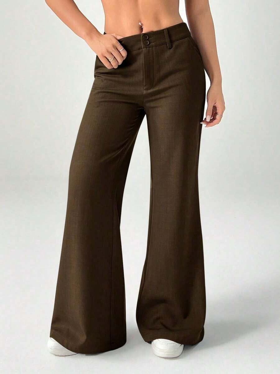 Nuevos pantalones de traje de estilo casual de cintura baja para otoño e invierno - Marrón - Ver 1