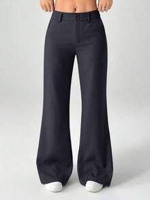 Nuevos pantalones de traje de estilo casual de cintura baja para otoño e invierno - Gris Oscuro - Ver 5