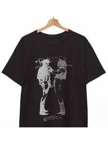 Gay Cowboy Graphic T-Shirt - LGBTQ+ Western Style Design, Casual Black T-Shirt With White Cowboy Print, Crew Neck, All-Season T-Shirt, Ideal For Casual Wear And Themed Events. A Short-Sleeved T-Shirt Suitable For Home, Everyday Wear, Parties, And Travel; Perfect As A Gift For Friends Or Family. - 黑色 - 查看 6