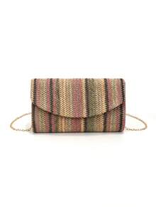 Shiny Woven Envelope Clutch Bag, Elegant Fashion Evening Bag For Beach, Party, Wedding - Multicolor - View 6