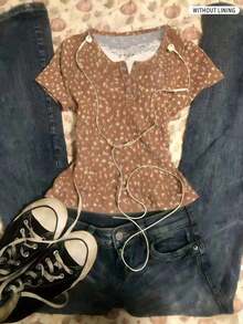 Camiseta de mujer de manga corta con efecto de dos piezas con encaje especial - Multicolor 9 - Ver 1